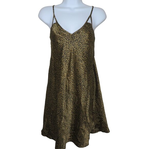 Vintage Morgan Taylor Intimates Leopard Print Slip Nightgown Small Knee Length - Picture 1 of 10